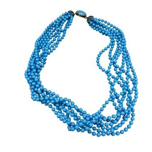 Vintage Blue Multi Strand Bead Necklace